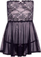 Babydoll van zwarte mesh en kant Barely Bare - - Zwart