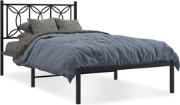 vidaXL - Bedframe - met - hoofdbord - metaal - zwart - 100x200 - cm