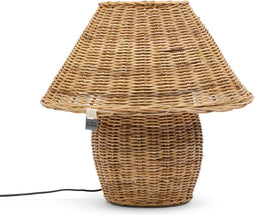 Riviera Maison Tafellamp Bruin - Ames Nachtlamp Riet - Rattan - (ØxH) 40.5x40