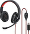 Hama HS-USB400 - PC-Office-headset - Flexibele microfoonarm - Rood Zwart