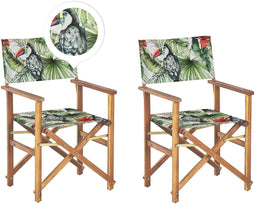 CINE - Tuinstoel set van 2 - Groen/Hout/Toekan - Polyester