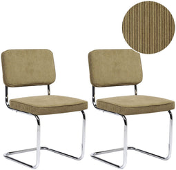 IRWIN - Eetkamerstoel set van 2 - Groen - Corduroy
