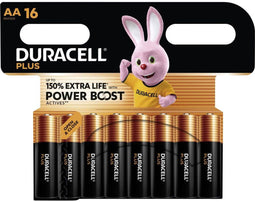 Duracell Plus - AA Alkaline Batterijen 1,5V - Hoge energie en langdurig vermogen - Goud (16 stuks)