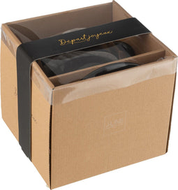 J-Line theemok + theepot 'Départ Joyeux' - porselein - zwart/goud