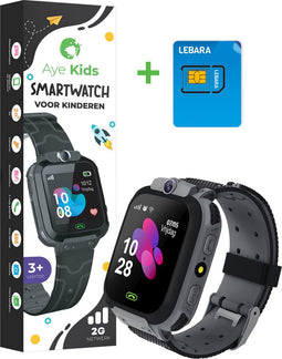 AyeKids Smartwatch - Kinder Smartwatch - Belfunctie - SOS-knop - Zwart