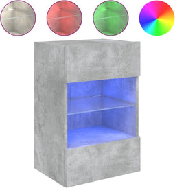 vidaXL - Tv-wandmeubel - met - LED-verlichting - 40x30x60,5 - cm - betongrijs