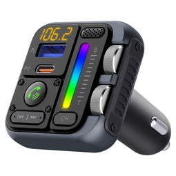 iSetchi Bluetooth FM Transmitter - Carkit Met Quick Charge 3.0 Oplader - Auto - Ontvanger - Adapter - Receiver - USB C Snelladen Poort - Draadloos - Handsfree bellen