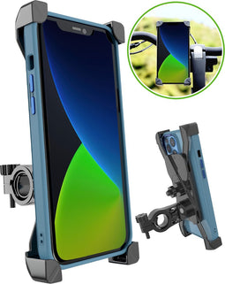 iSetchi CycleSnap Telefoonhouder voor Fiets , Motor & Scooter / Brommer - Anti-Schok laag- Draaibaar & Verstelbaar - Universeel - GSM Mobiel Houder - Fietshouder