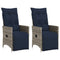 Tuinstoelen 2 st verstelbaar met kussens poly rattan grijs