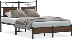 vidaXL - Bedframe - zonder - matras - bewerkt - hout - bruin - eikenkleur - 120x200 - cm