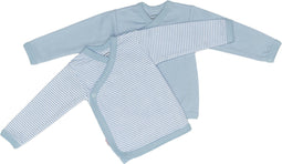 ISI MINI - Wikkelhemd - Teddy - Blauw - gestreept - 44/48 - set van 2