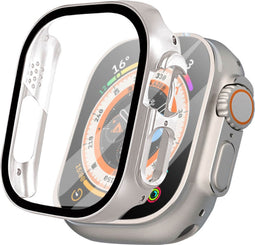 imoshion Screenprotector - Geschikt voor Apple Watch Ultra / Ultra 2 - 49mm - Titanium Full Cover Hard Case / Beschermend Hoesje - Zilver