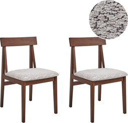 ISLE - Eetkamerstoel set van 2 - Donkerhout/Grijs - Rubberhout