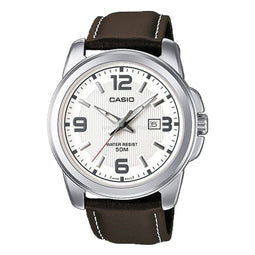 Casio MTP-1314L-7AVEF - Polshorloge - Bruin leren band - Wit