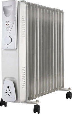 Iso Trade elektrische olieradiator kachel met thermostaat 3 standen 13 kamers 3000W tot 35m2 wit - Elektrische verwarmen - Bezuinigen