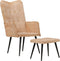 vidaXL Fauteuil met voetensteun canvas crèmekleurig