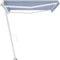 vidaXL - Luifel - handmatig - uittrekbaar - met - LED - 450x300 - cm - blauw - en - wit