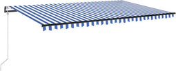 vidaXL - Luifel - automatisch - met - LED - en - windsensor - 500x300 - cm - blauw - wit