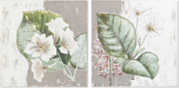 Schilderij DKD Home Decor Tropisch Blad van een plant (80 x 3,5 x 80 cm) (2 Stuks)