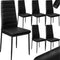 tectake® Set van 6 eetkamerstoelen - Kunstleren stoelen met hoge rugleuning - Minimalistisch design - Zwart (set van 6)