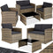 tectake® Wicker tuinloungeset - 2-zitsbank met 2 fauteuils en tafel - Comfortabele kussens - Beige