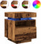 vidaXL - Nachtkastje - met - LED-verlichting - 40x39x48,5 - cm - oud - houtkleurig