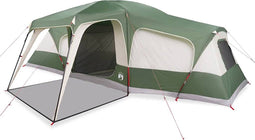 vidaXL - Familietent - met - verandakoepel - 9-persoons - waterdicht - groen
