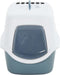 vidaXL - Kattenbak - met - deksel - 56x40x40 - cm - polypropeen - wit - en - blauw