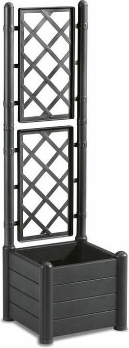 ITALIA vierkante - Bloembak met traliewerk - 30L - Kunststof - Antraciet