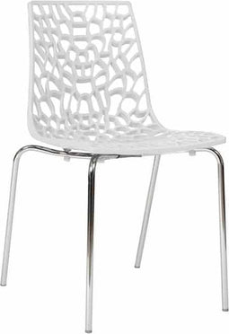 Italiaanse designstoel in opengewerkt kunststof voorzien van chroom frame Beige
