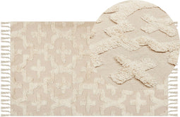 ITANAGAR - Laagpolig vloerkleed - Beige - 80 x 150 cm - Katoen