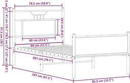vidaXL - Bedframe - zonder - matras - hout - sonoma - eikenkleurig - 80x200 - cm