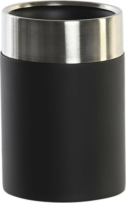 Items - Badkamer tandenborstel beker - polyresin - zwart/zilver - 10cm