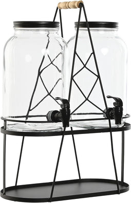 Items Drank dispenser Beverages - 3.5 Liter - Dubbele set 2x stuks - op metalen verhoger - tapkraan - 34 x 18 x 46 cm