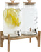 Items Drank dispenser Beverages - 5.5 Liter - Dubbele set 2x stuks - op bamboe verhoger - tapkraan