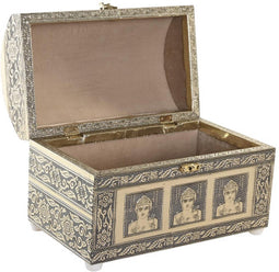 Items Sieradenkistje Chakras - 25 x 15 x 18 cm - Champagne goud - Juwelenkistje met deksel - 1-vaks - Luxe opbergdoos