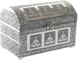 Items Sieradenkistje Chakras - 25 x 15 x 18 cm - Zilver - Juwelenkistje met deksel - 1-vaks - Luxe opbergdoos