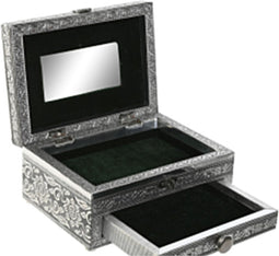 Items Sieradenkistje Emirates - 17 x 12 x 8 cm - Zilver - Juwelenkistje met deksel - 1-vaks en lade - Luxe opbergdoos