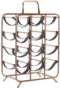 Items staand Wijnrek - 12 flessen - koper/zwart - metaal - 37 x 54 cm - Modern/stijlvol/art-deco