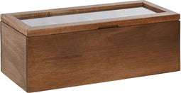 Items Theedoos/opbergdoos Ceylon - 4-vaks - Acacia hout - 26 x 9 x 9 cm - met doorzichtige deksel
