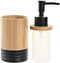 Items Zeeppompje/dispenser - bruin/zwart - bamboe hout - 7 x 17 cm