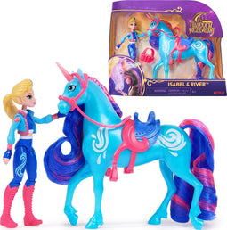 Unicorn Academy – Pop Isabel & Eenhoorn River - met 2 rijaccessoires en borstel - Speelfigurenset