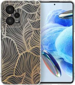 imoshion Hoesje Geschikt voor Xiaomi Redmi Note 12 Pro Hoesje Siliconen - imoshion Design hoesje - Meerkleurig / Golden Leaves Transparant