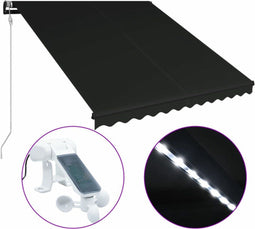 vidaXL - Luifel - uittrekbaar - met - windsensor - en - LED - 350x250 - cm - antraciet