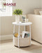 VASAGLE - bijzettafel - ronde tafel met stoffen mand - diameter 45 cm - wit en beige