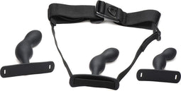 Master Series - P-Spot Plugger - 3 Anaal Pluggen met Harnas - Zwart