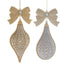 Gold/Silver Glitter Finial/Drop With Bow 6.8 Inch