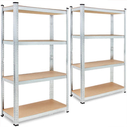 Monzana 2x Stellingkast - 160x90x40cm - Belastbaar tot 700kg - Zilver (2 stuks)