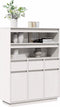 vidaXL - Hoge - kast - 89x34x116,5 - cm - massief - grenenhout - wit