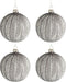 J-Line kerstbal rond print - glas - groen/beige - large - doos van 4